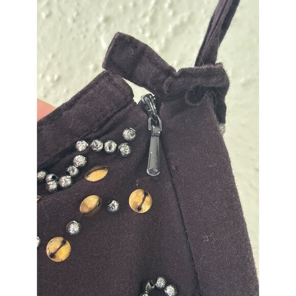 Kenar Bohemian Black & Orange Brown Waist Band Embellished Skirt Size 6 - Picture 9 of 14